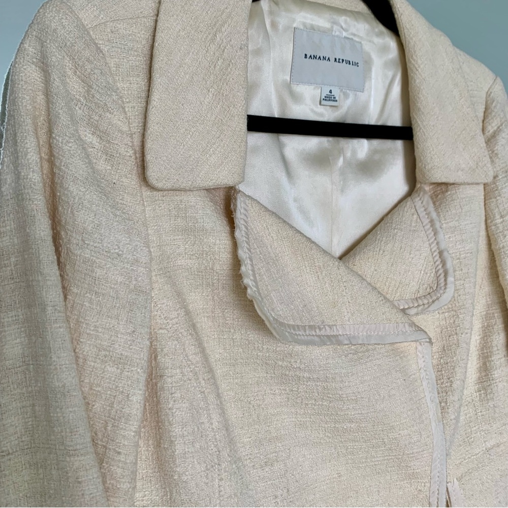 Banana Republic Boxy Jacket Cream Size 4 - Picture 2 of 7